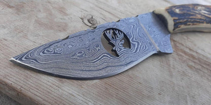 Damascus Wire-cut Blade Hunting Skinner Knife