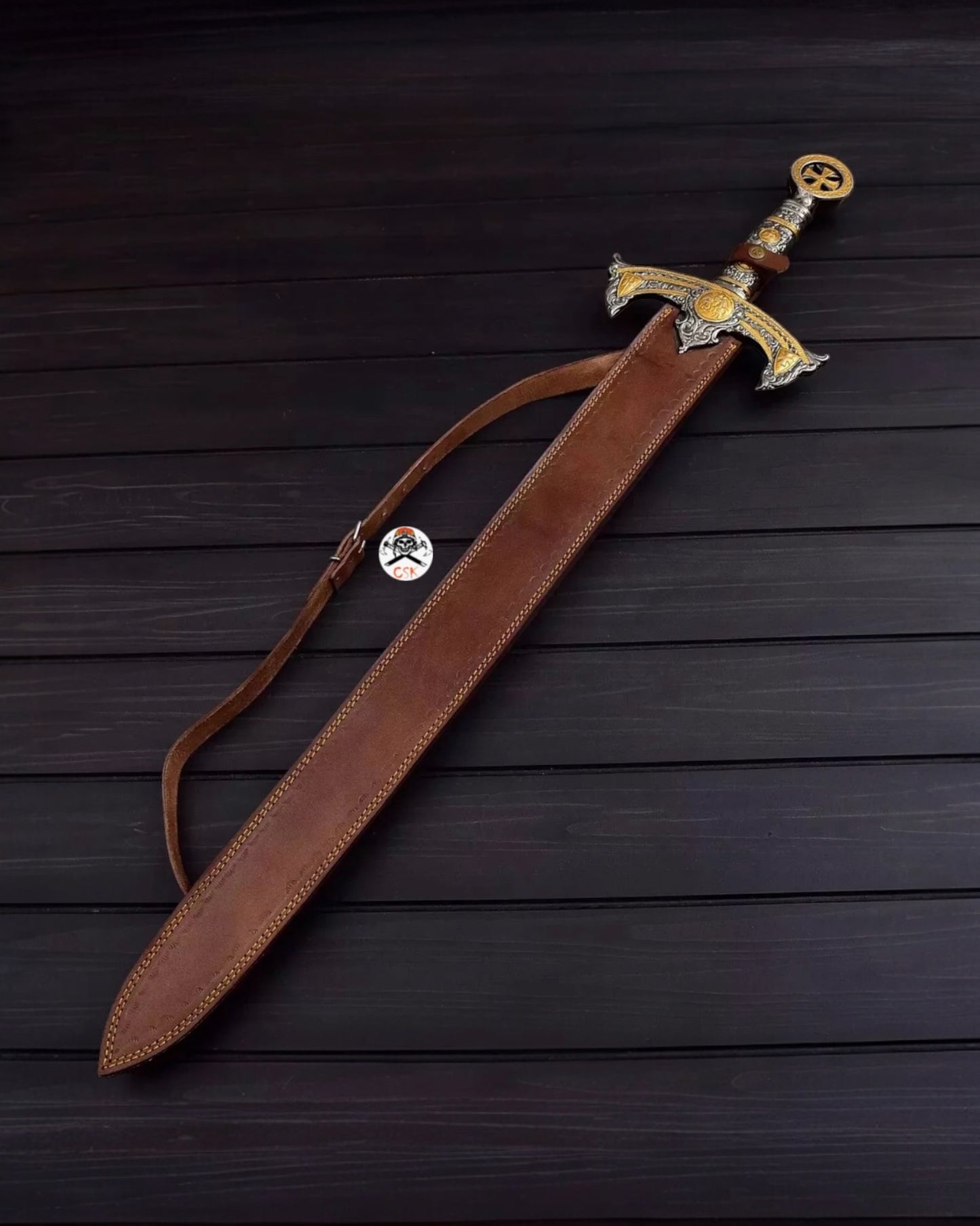 Templar Knights Sword Damascus Steel Crusader Sword Custom Hand Forged Blade