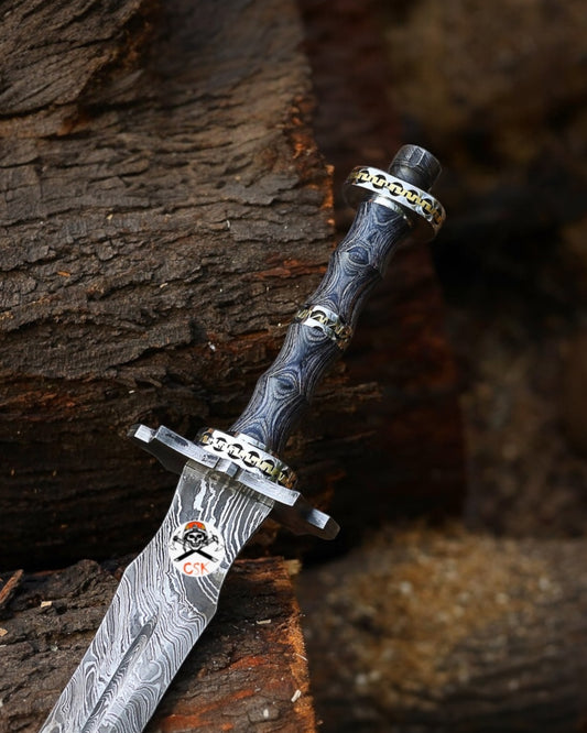 Shadowfang Damascus Steel Sword – Exotic Wood Handle