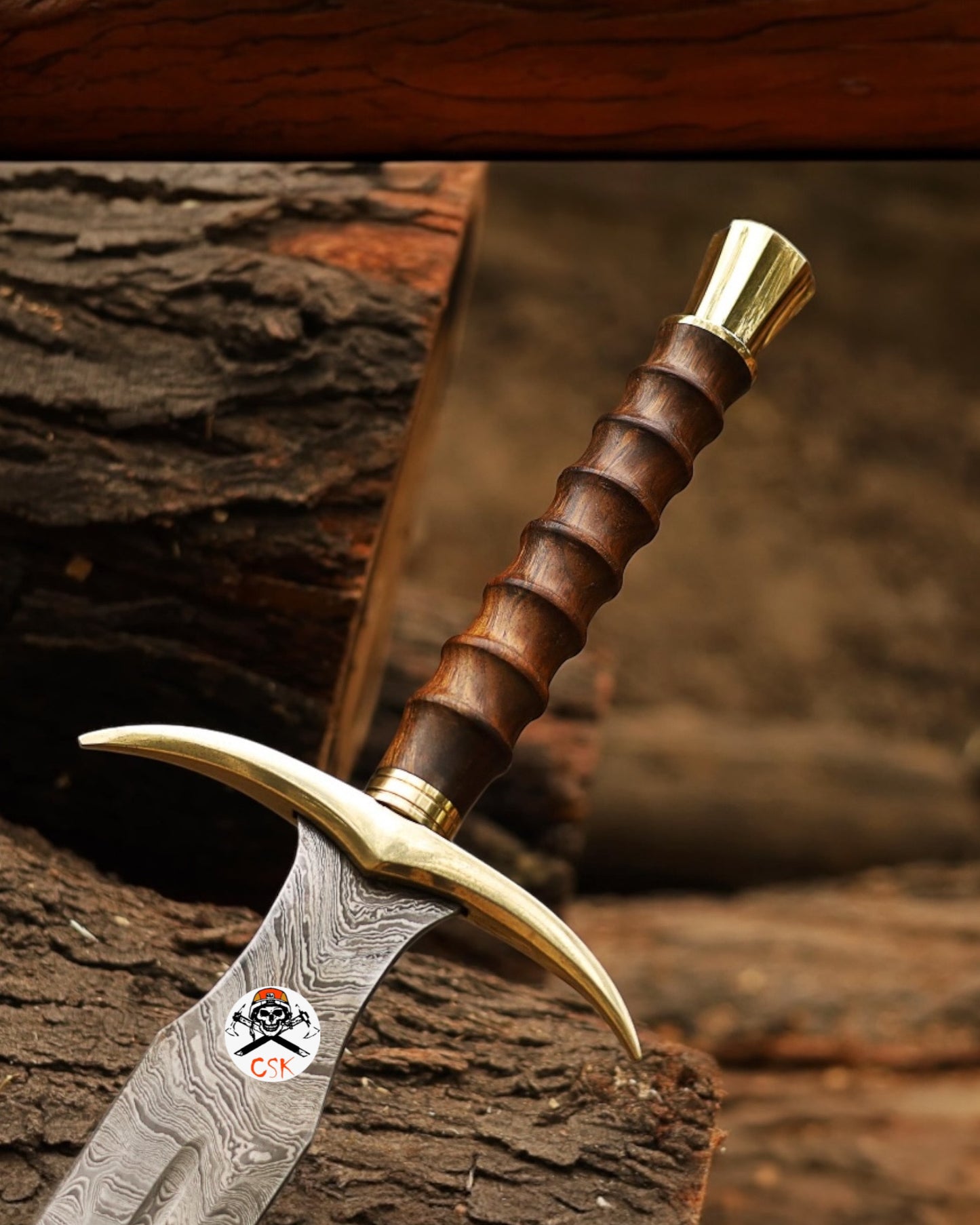 Kingslayer Arming Sword with Damascus Blade & Brass Clip