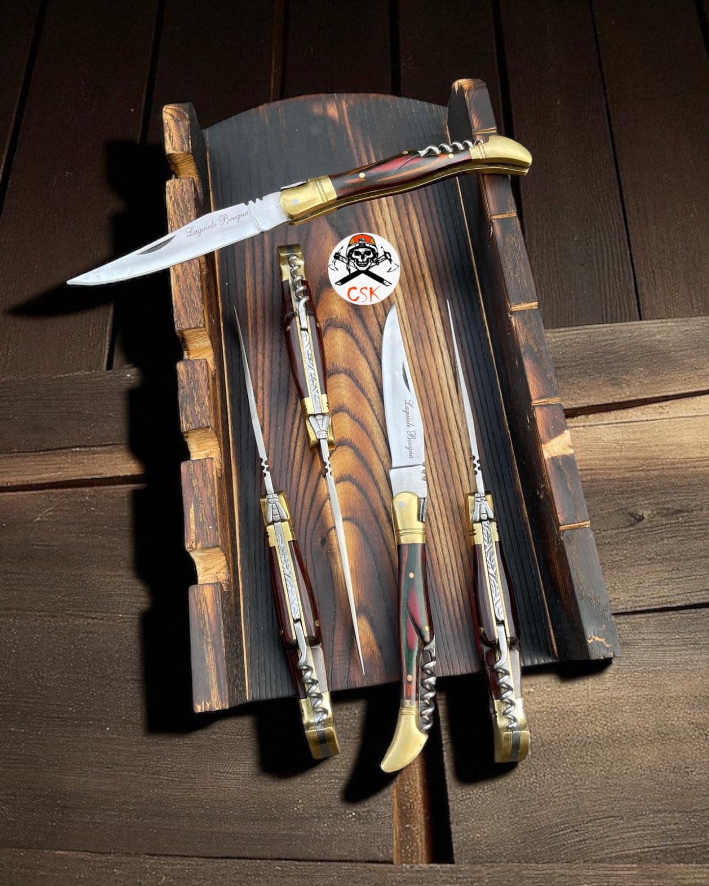 Laguiole Bougna Pocket Knife – Brass & Exotic Wood Folding Blade