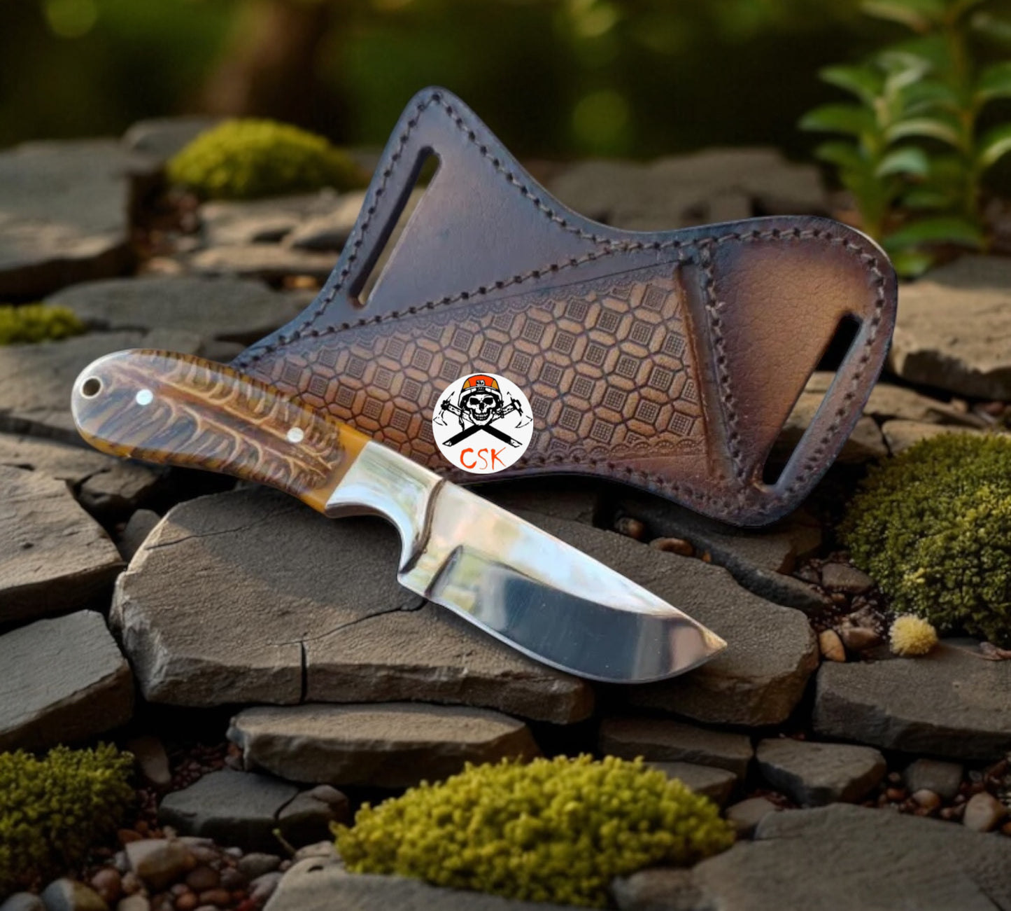 Pine-Cone Grip Cowboy Knife with Western Belt Sheath