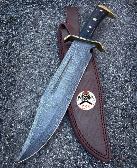 Timber Rattler Western Outlaw Damascus Knife With Full Tang Beast of a Blade by cskforged