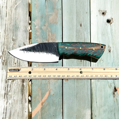 HUNTING KNIFE WITH PINE CONE HANDLE HIGH CARBON STEEL, HANDMADE FIXED BLADE KNIFE