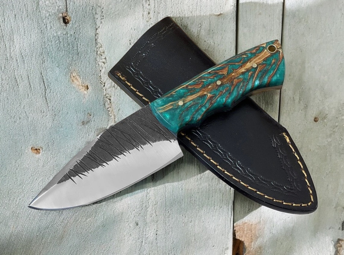 HUNTING KNIFE WITH PINE CONE HANDLE HIGH CARBON STEEL, HANDMADE FIXED BLADE KNIFE