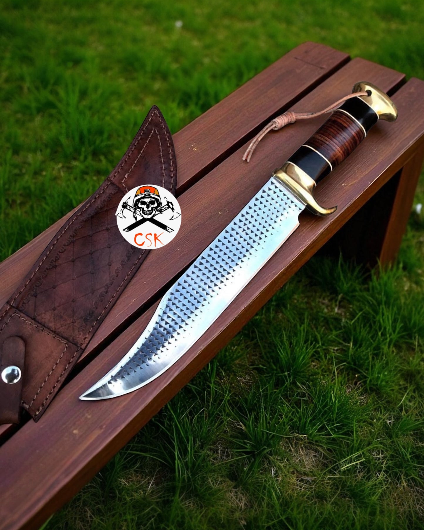 Rasp Tool Steel CrocodileDundee Bowie Blade With Leather Pouch