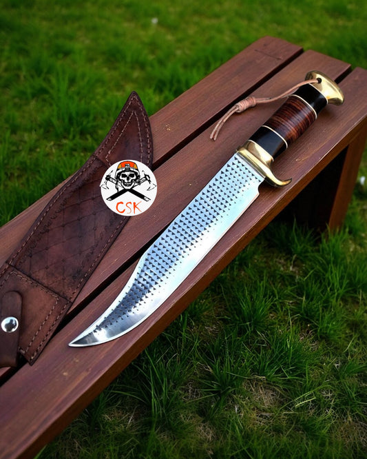 Rasp Tool Steel CrocodileDundee Bowie Blade With Leather Pouch