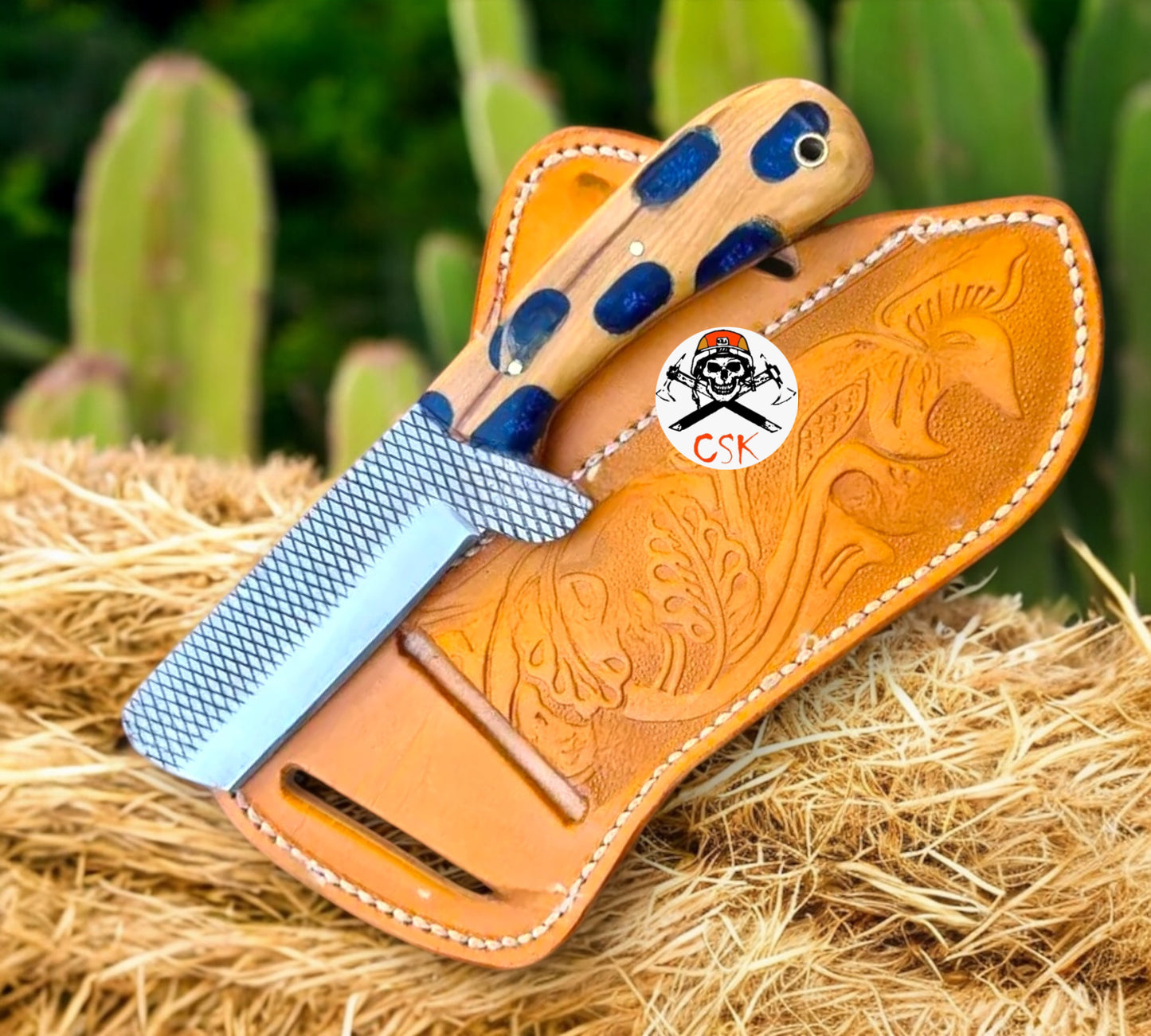 Custom Handmade Bull Cutter Cowboy Knife – Rasp Tool Steel Blade