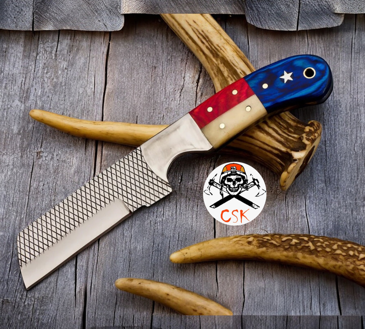 Custom Handmade Bull Cutter Knife Sheath with Texas Flag Handle