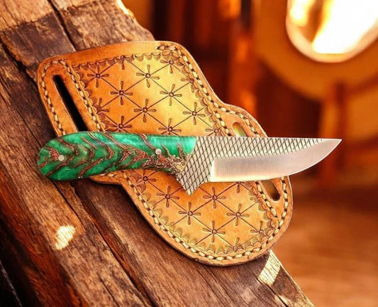 Western Belt Knife - 8" Handmade Rasp Steel Blade