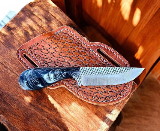 Handmade Cowboy Belt Knife with Rasp Tool Steel Blade