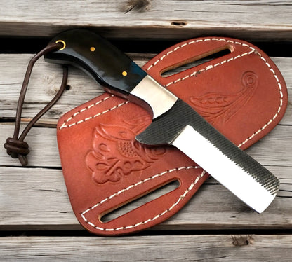 Custom Handmade Cowboy Castrating Knife – Rasp Tool Steel Blade with Resin Handle