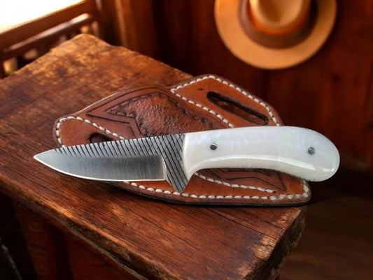 Fixed Blade Custom Cowboy Knife - Durable Rasp Steel & Stylish Resin Handle