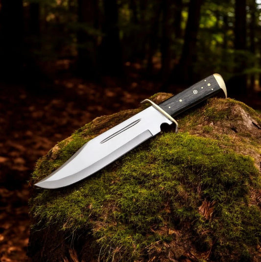 Western Bowie Knife – 16" D2 Steel Blade with Blood Groove & Exotic Pakka Wood Handle