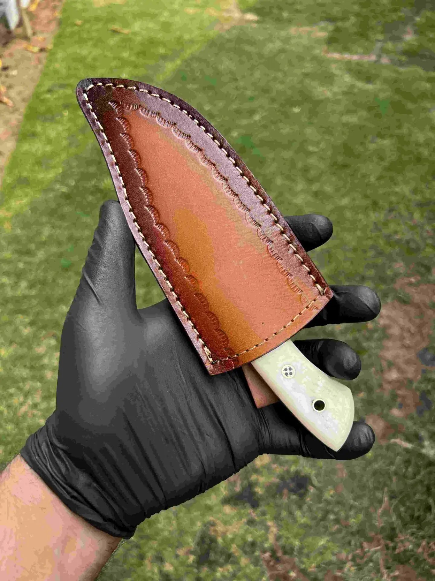 8″ Damascus Hunting Knife with Notch