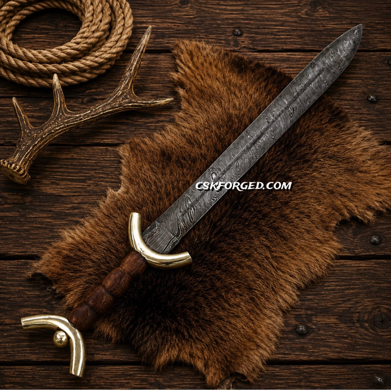 Historical Roman Gladius sword with elegant brass bolsters.