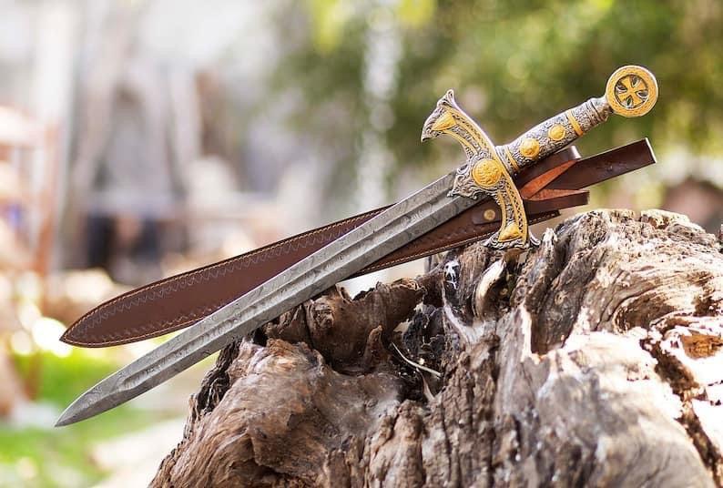 Templar Knights Sacred Holy Longsword Ornate Steel Replica Medieval Sword - Image #1