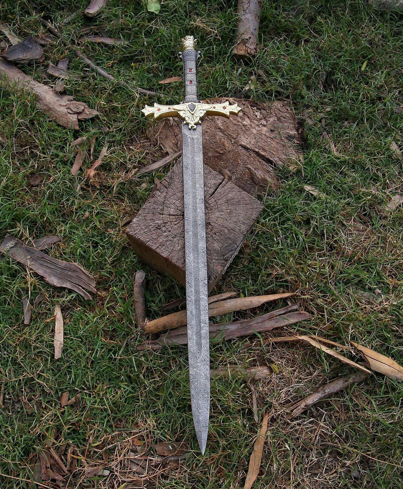 Forged Folded Damascus Steel Templar Knight Sword/Holy Sword - Image #9