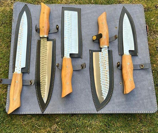 (5PCS) D2 steel Forged Blades kitchen knife set - Image #1