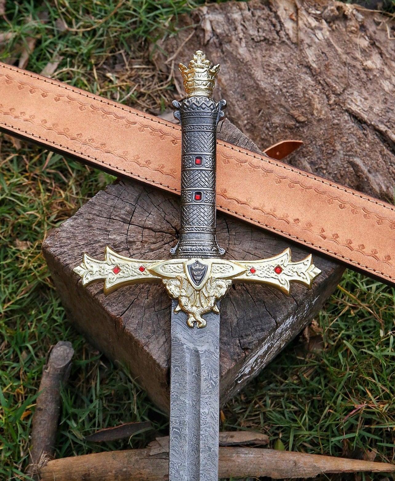 Forged Folded Damascus Steel Templar Knight Sword/Holy Sword - Image #6
