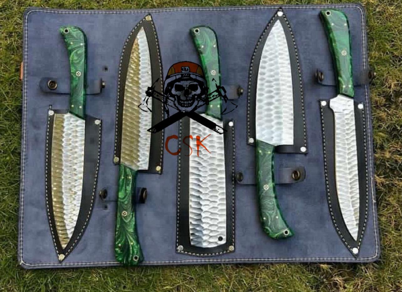 5pcs Custom made D2 Steel chef knives set - Image #1