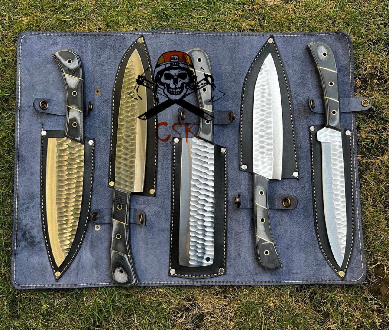 5pcs Custom made D2 Steel chef knives set - Image #2