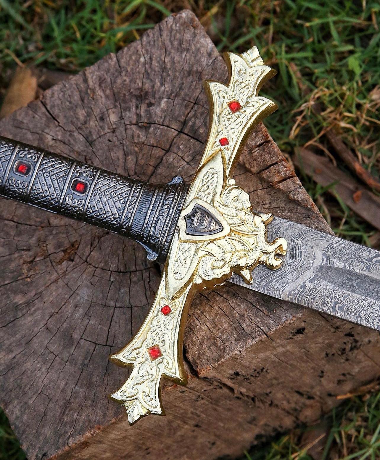 Forged Folded Damascus Steel Templar Knight Sword/Holy Sword - Image #2