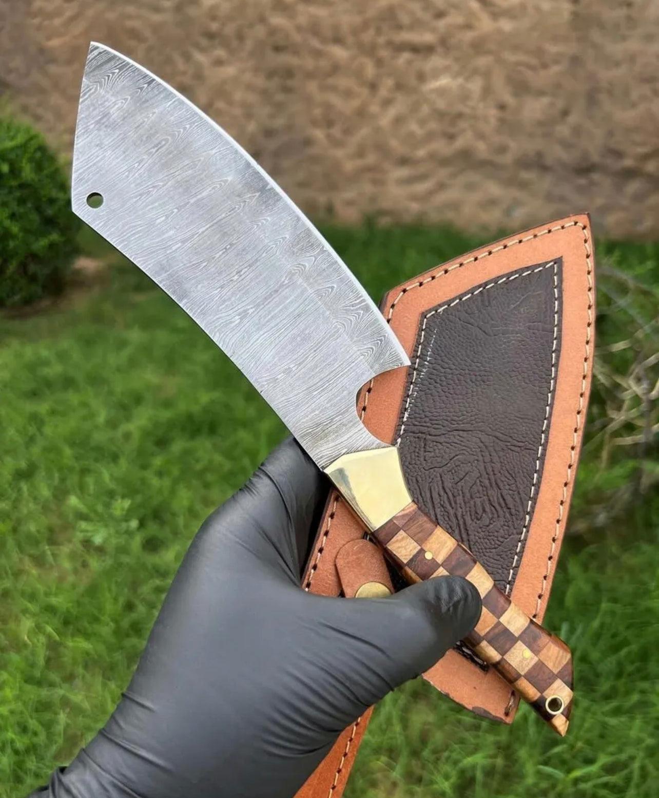HANDMADE FORGED DAMASCUS STEEL Meat Cleaver Chopper Knife - Image #2