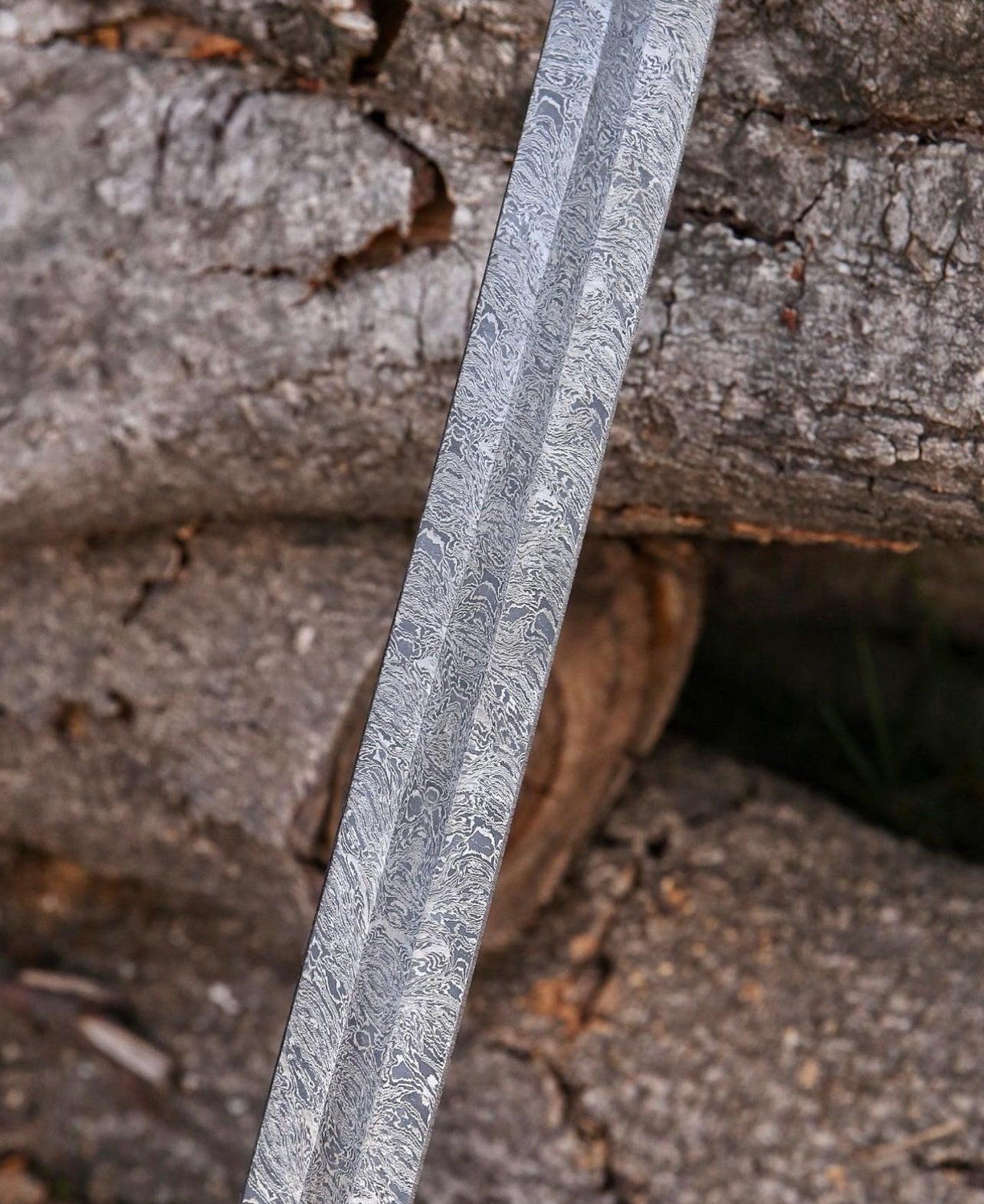 Forged Folded Damascus Steel Templar Knight Sword/Holy Sword - Image #4