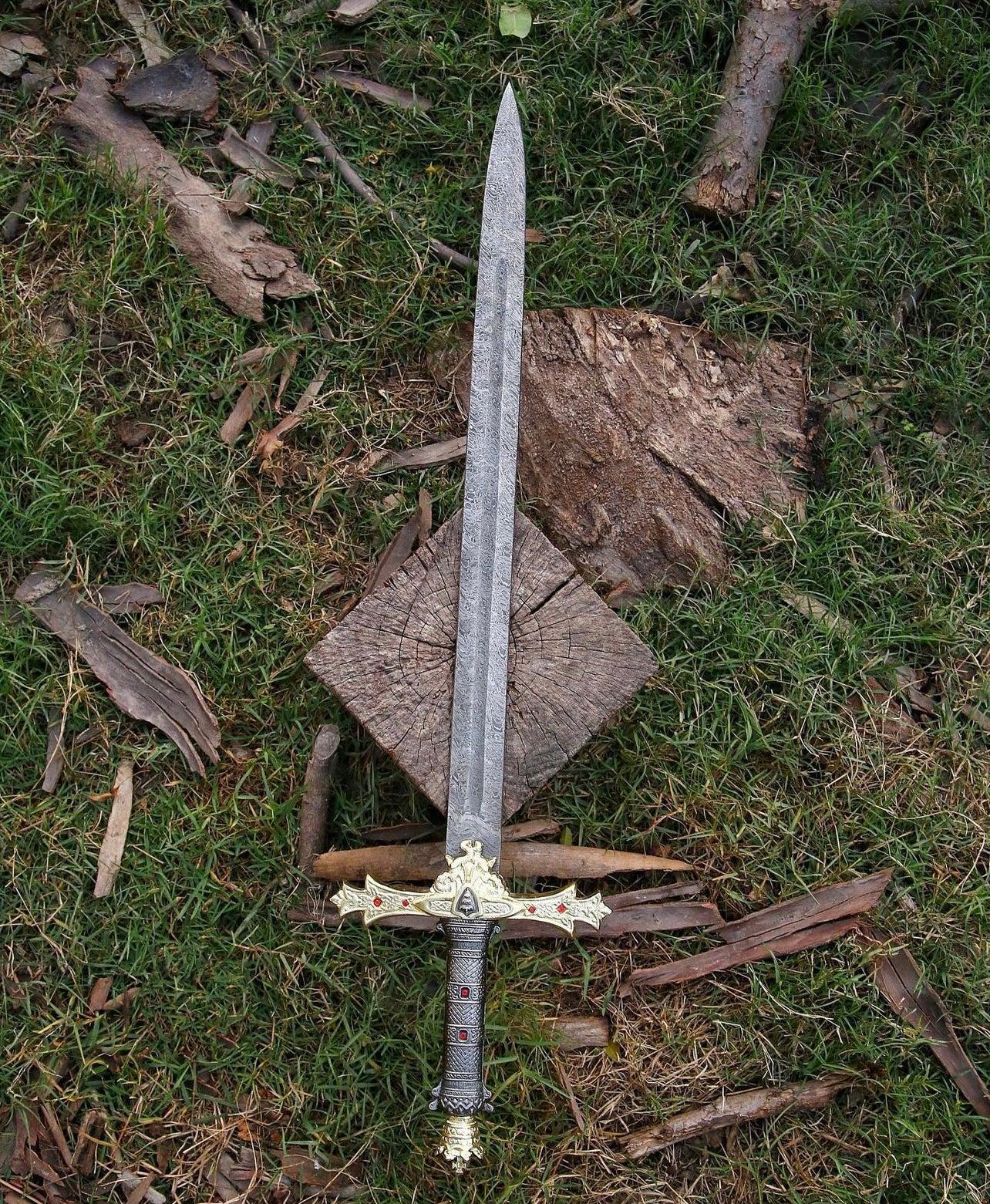 Forged Folded Damascus Steel Templar Knight Sword/Holy Sword - Image #3