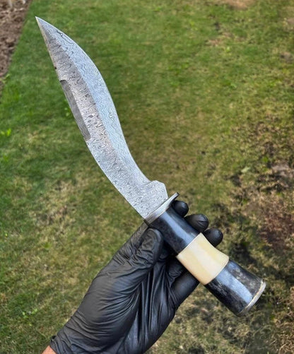 Damascus Steel Trailing Point Camping knife