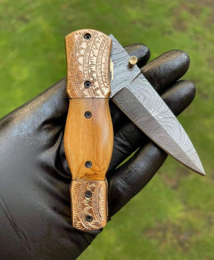 Damascus Blade EDC Folding Pocket Knife