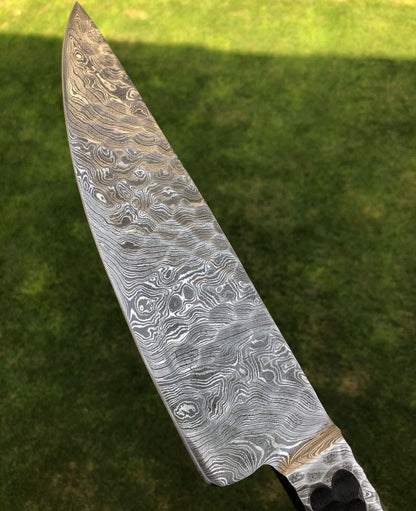 Custom made Damascus steel Integral Chef knife