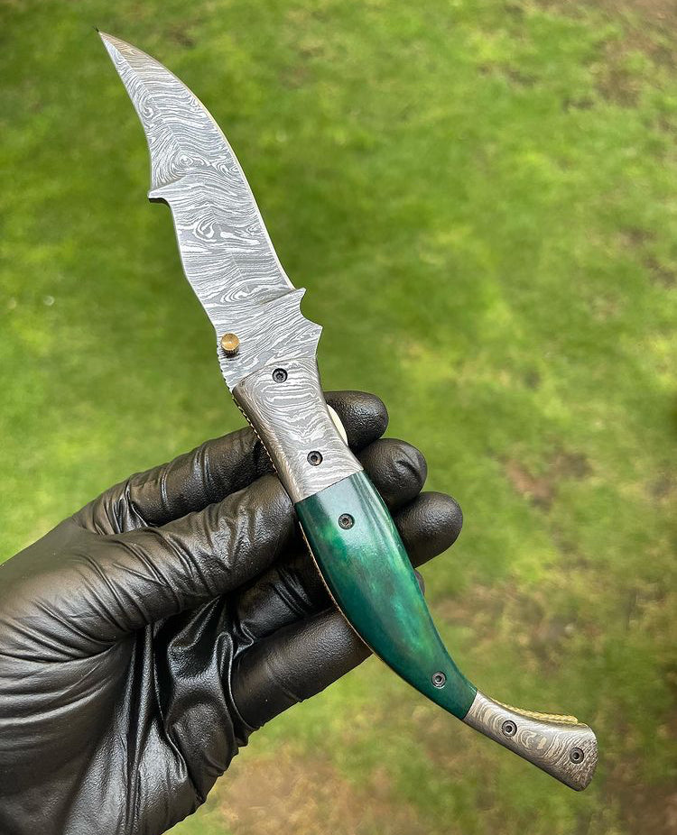 Custom Handmade Damascus Blade EDC Folding Pocket Knife