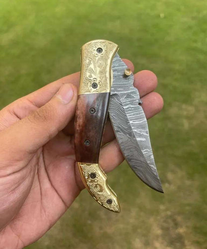 Damascus Blade EDC Pocket Knife