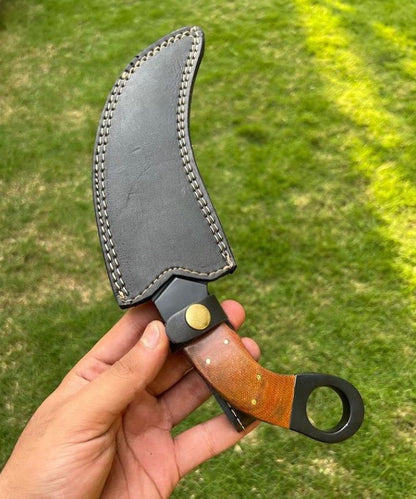 Handmade D2 steel Black Coated Ring Tail karambit knife