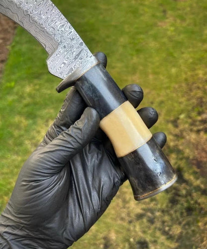 Damascus Steel Trailing Point Camping knife