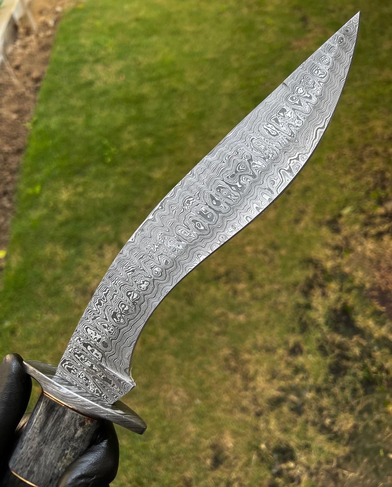 Damascus Steel Trailing Point Camping knife