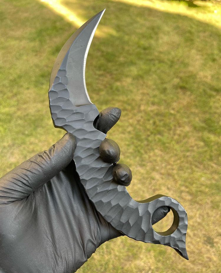 Hand Forged Integral Black Coated karambit knife