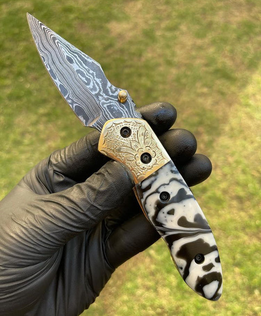 Damascus Blade EDC Pocket Knife