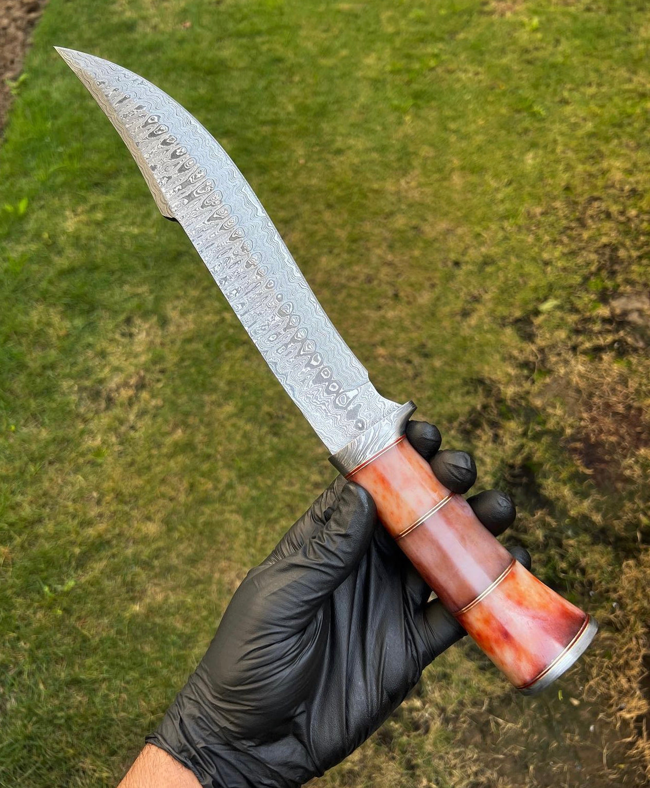 Damascus Steel Camping Trailing Pointknife