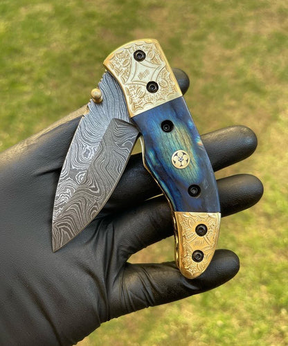 Damascus Blade EDC Pocket Knife