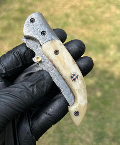 Damascus Blade EDC Folding Pocket Knife