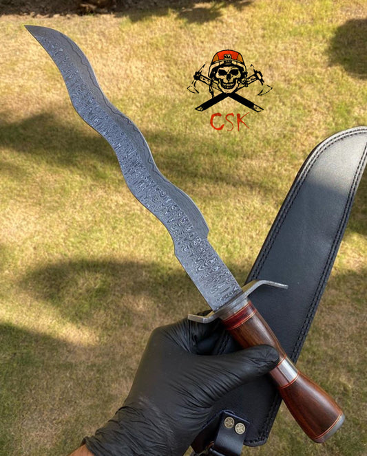 Custom Handmade Damascus steel Snake Blade Sword