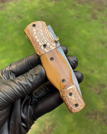 Damascus Blade EDC Folding Pocket Knife