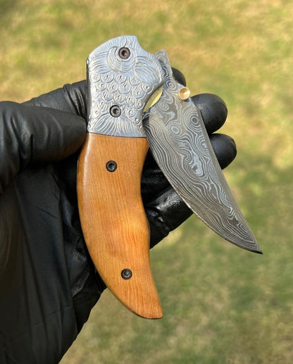 Damascus Blade EDC Folding Pocket Knife