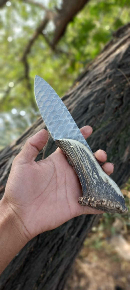 Handmade Stone Texture Hand Forged 1095 High Carbon Steel Knife