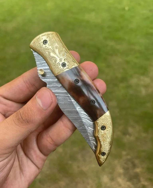 Damascus Blade EDC Pocket Knife