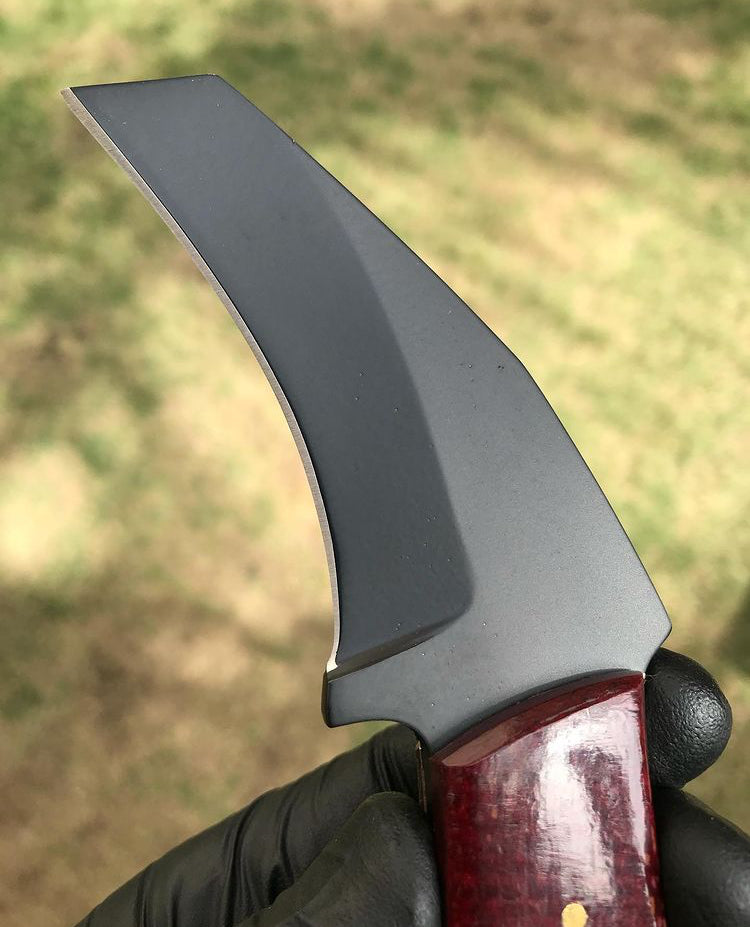 Handmade D2 steel Black Coated karambit Neck knife