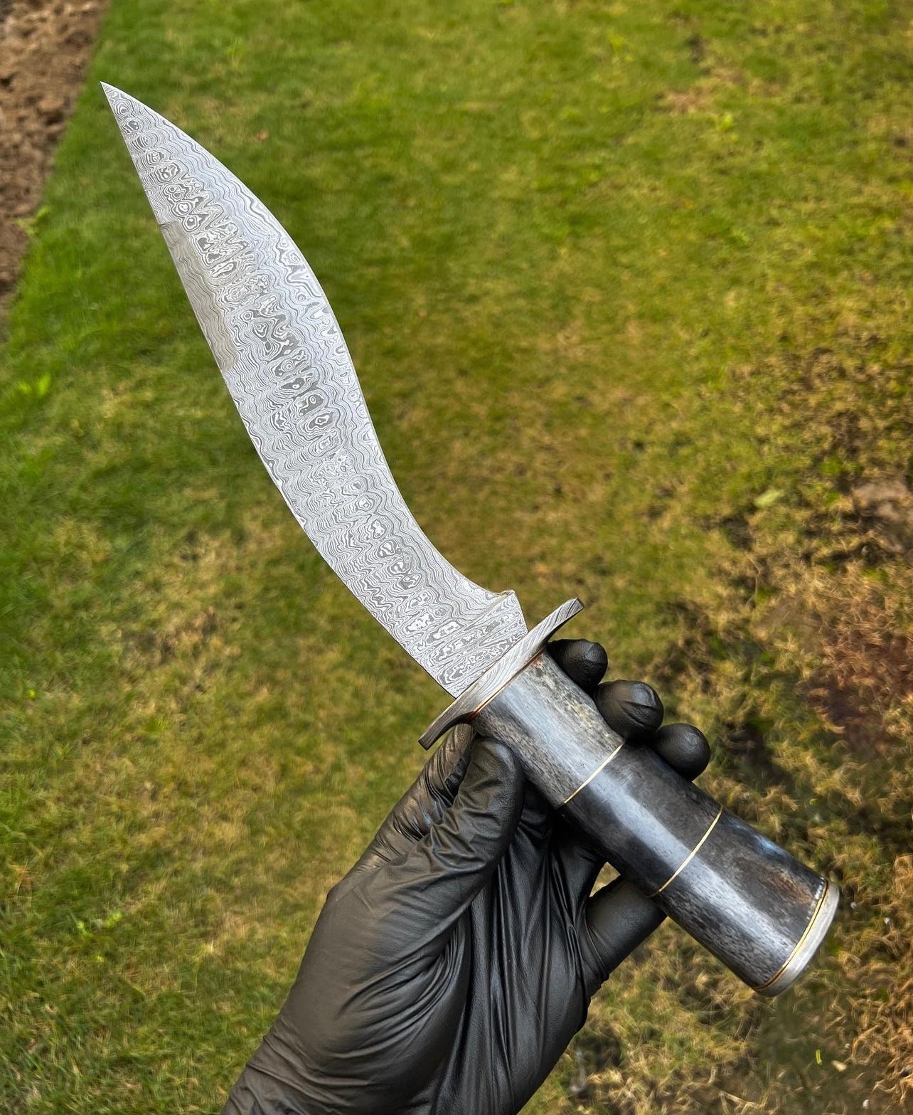 Damascus Steel Trailing Point Camping knife – cskforged